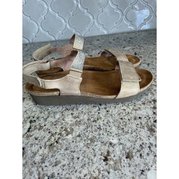 Naot Lisa Silver Threads Leather W/Microcrystals Strappy Comfort Sandals Size 11 - Picture 3 of 6